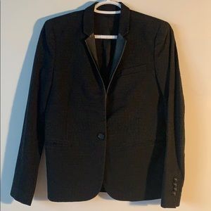 Leather trim black blazer